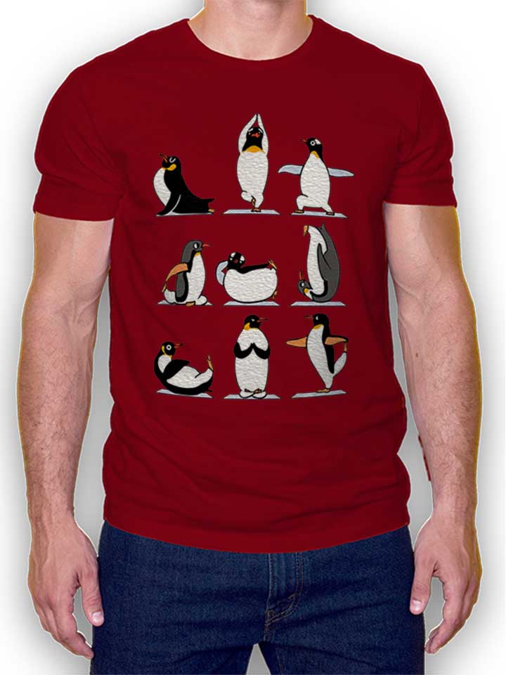Penguin Yoga Camiseta burdeos L