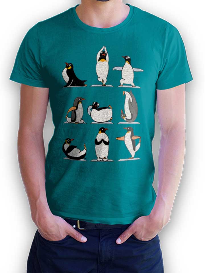 Penguin Yoga T-Shirt turquoise L