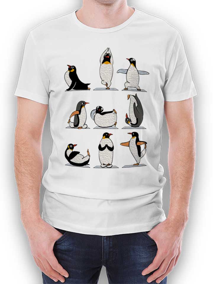 Penguin Yoga Camiseta blanco L