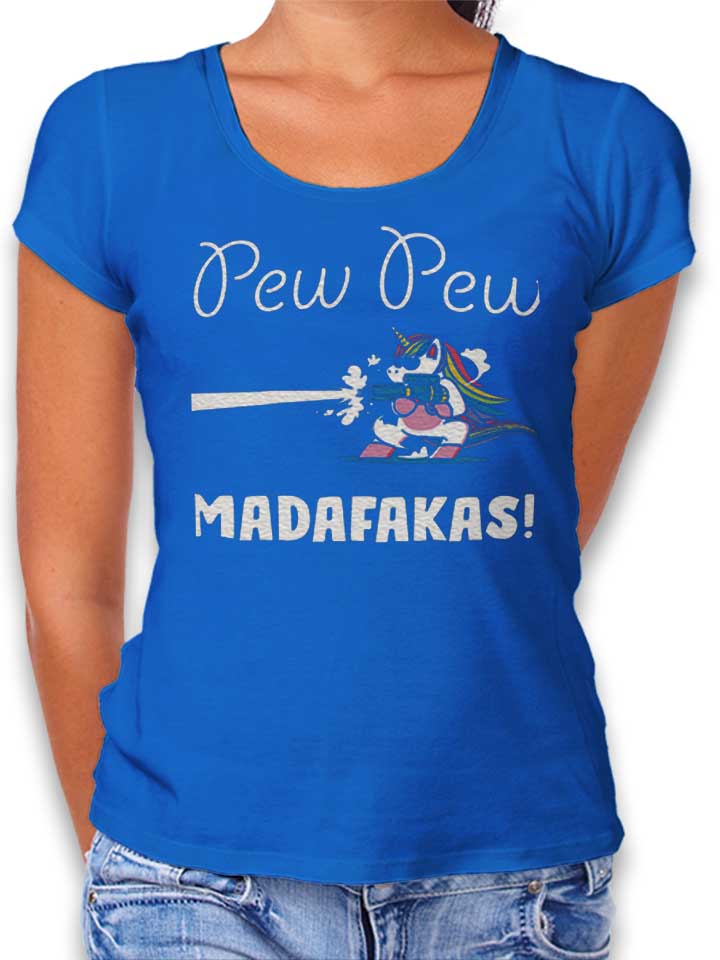 Pew Pew Madafakas Unicorn T-Shirt Femme bleu-roi L