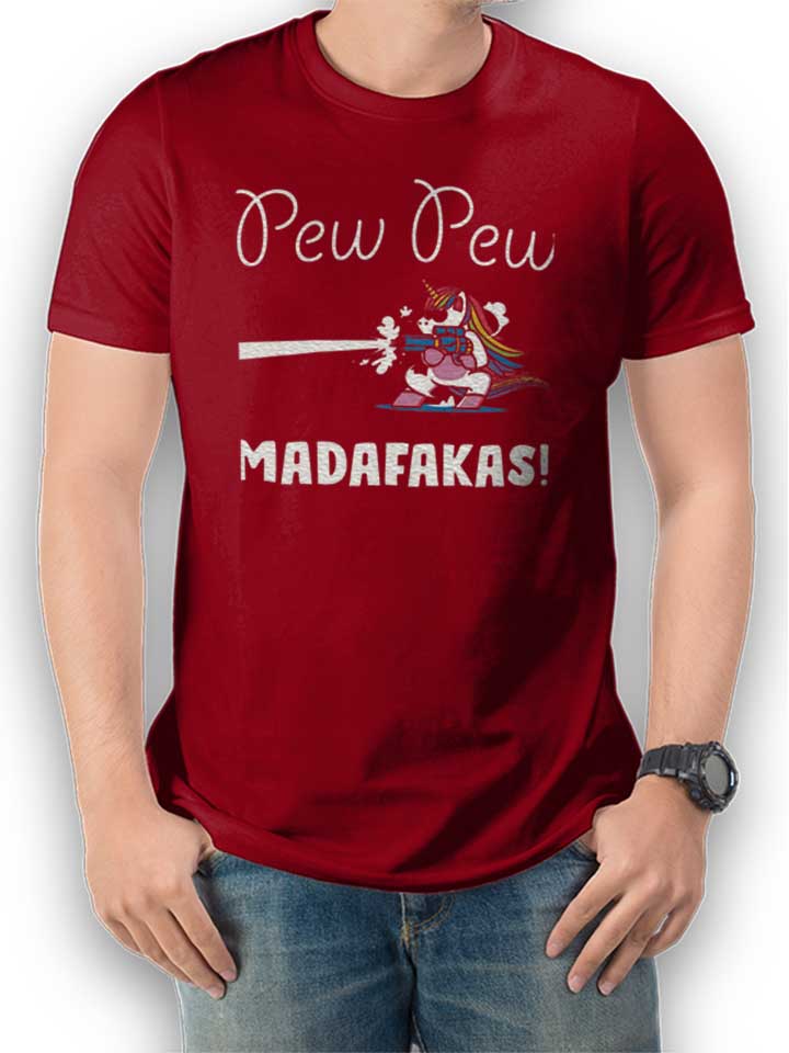 Pew Pew Madafakas Unicorn T-Shirt bordeaux L