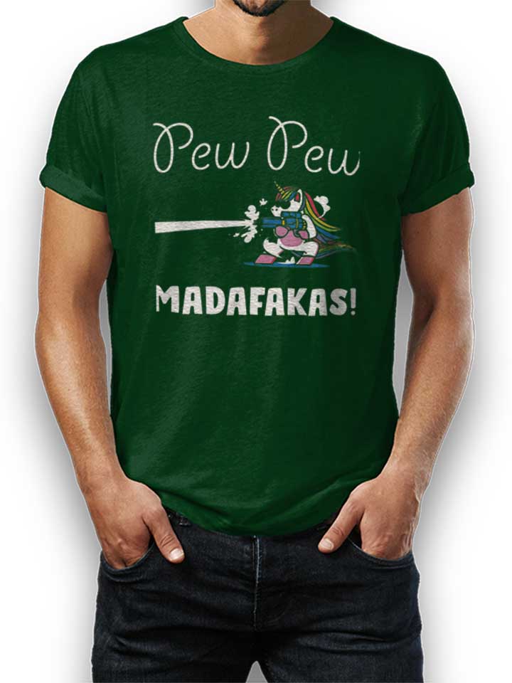 Pew Pew Madafakas Unicorn Camiseta verde-oscuro L
