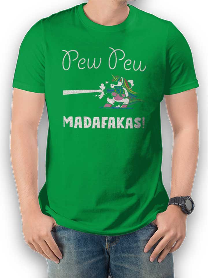 Pew Pew Madafakas Unicorn T-Shirt gruen L