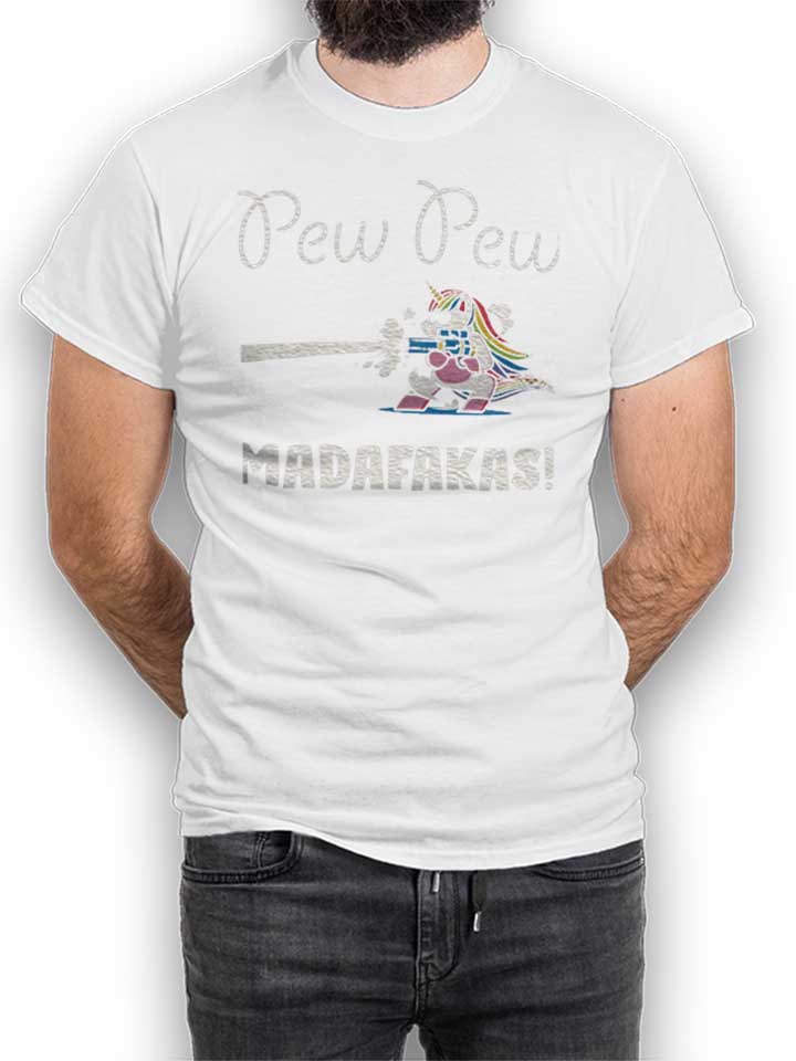 Pew Pew Madafakas Unicorn T-Shirt weiss L