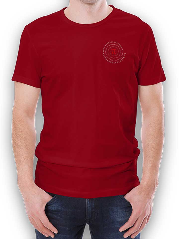Pi Number Chest Print T-Shirt maroon L