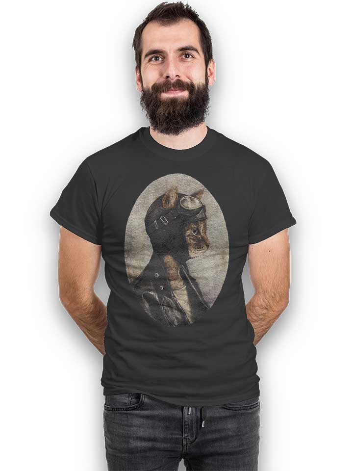 pilot-cat-portrait-t-shirt dunkelgrau 2