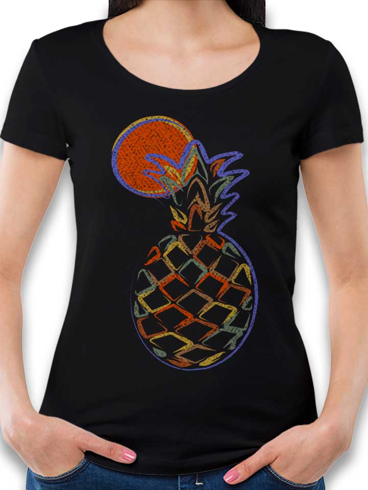 Pineapple In Summer Damen T-Shirt schwarz L