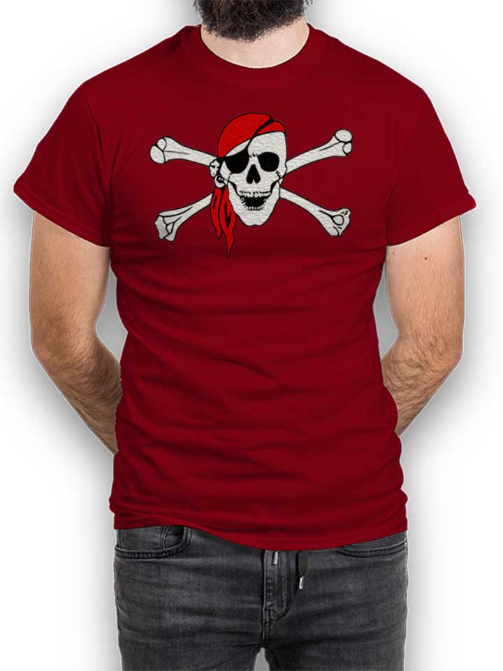 Pirate Bandana Totenkopf T-Shirt bordeaux L