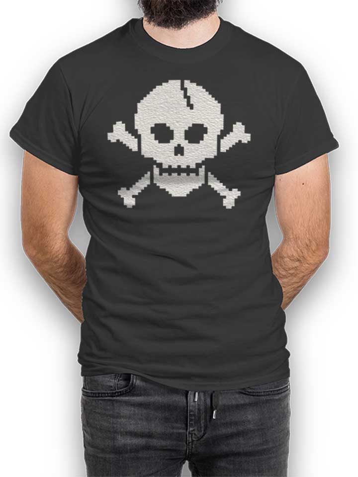 Pixel Skull T-Shirt dunkelgrau L