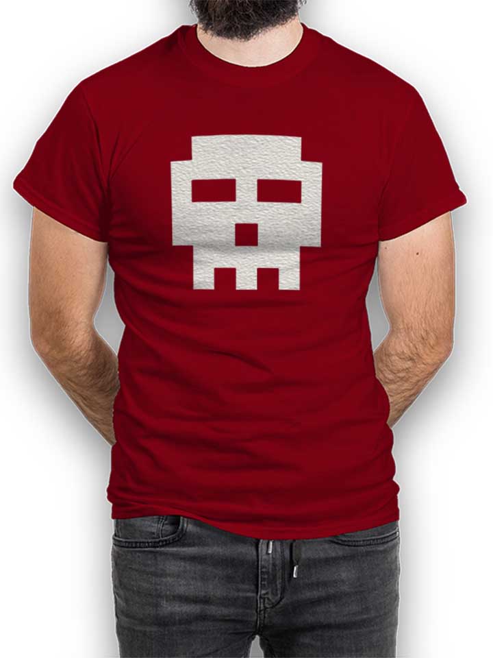 pixel-totenkopf-t-shirt bordeaux 1