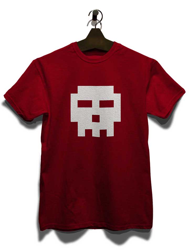 pixel-totenkopf-t-shirt bordeaux 3