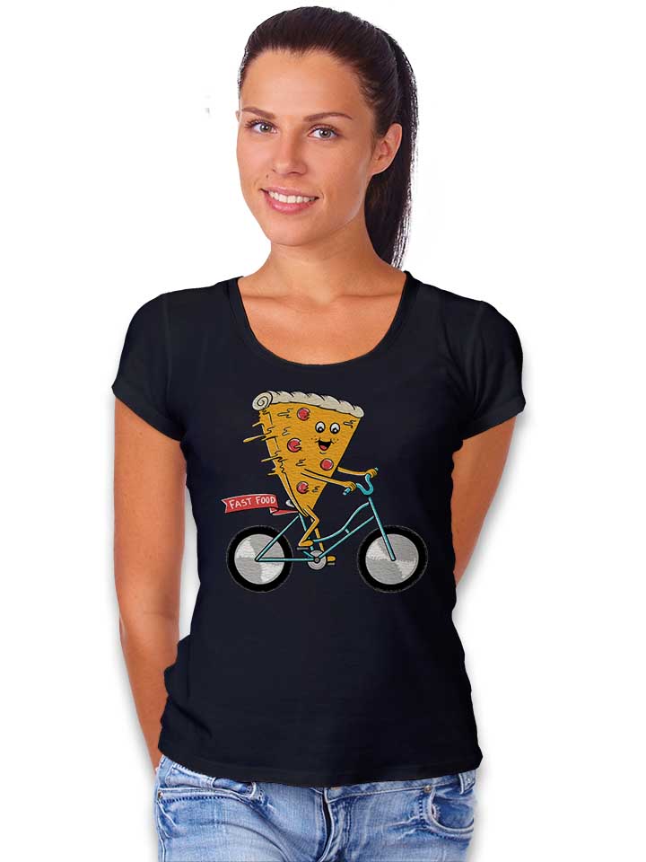 pizza-bike-damen-t-shirt schwarz 2