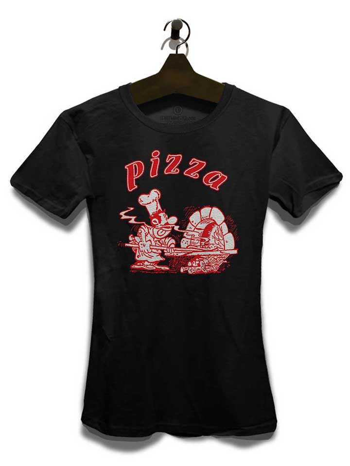 pizza-damen-t-shirt schwarz 3
