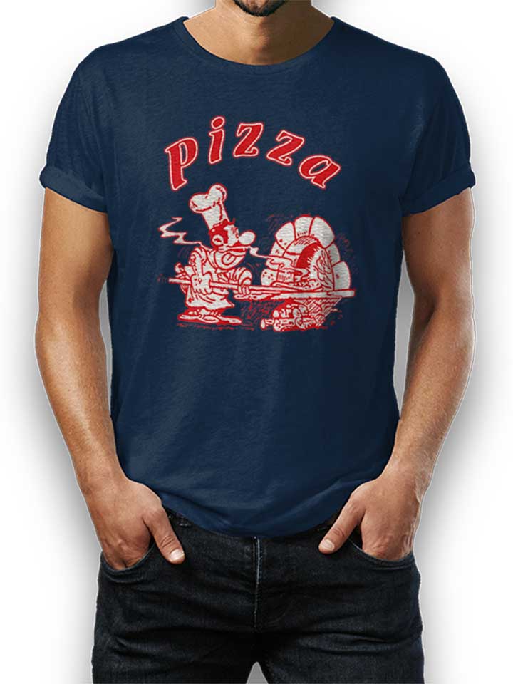 Pizza T-Shirt dunkelblau L