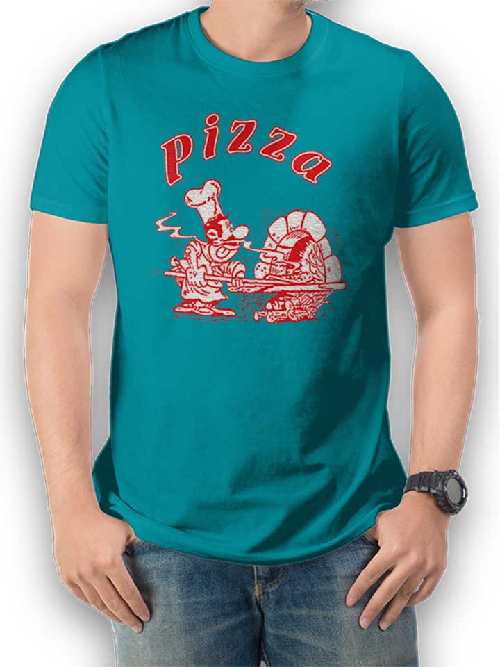 Pizza T-Shirt turquoise L