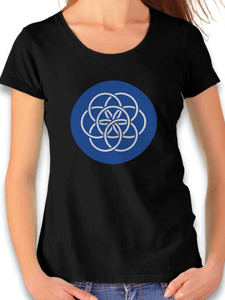 Planet Erde Logo Damen T-Shirt schwarz L
