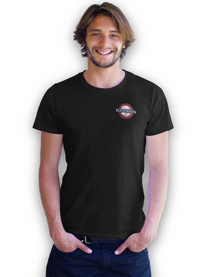platform-neun-drei-viertel-chest-print-t-shirt schwarz 2
