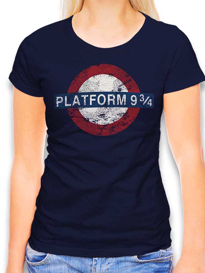 Platform Neun Drei Viertel Damen T-Shirt dunkelblau L