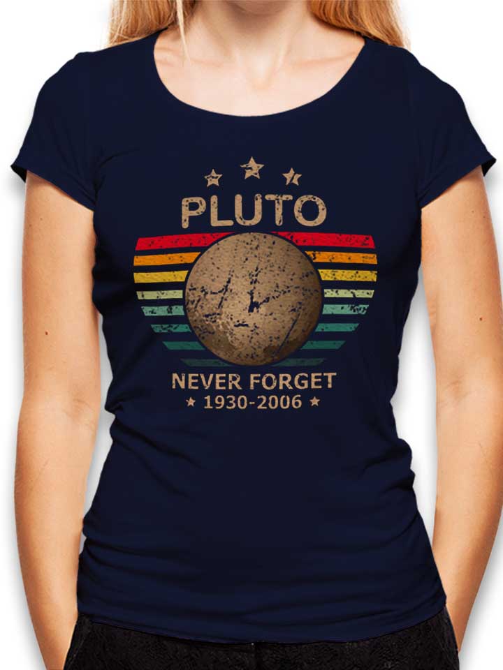 Pluto Never Forget Damen T-Shirt dunkelblau L