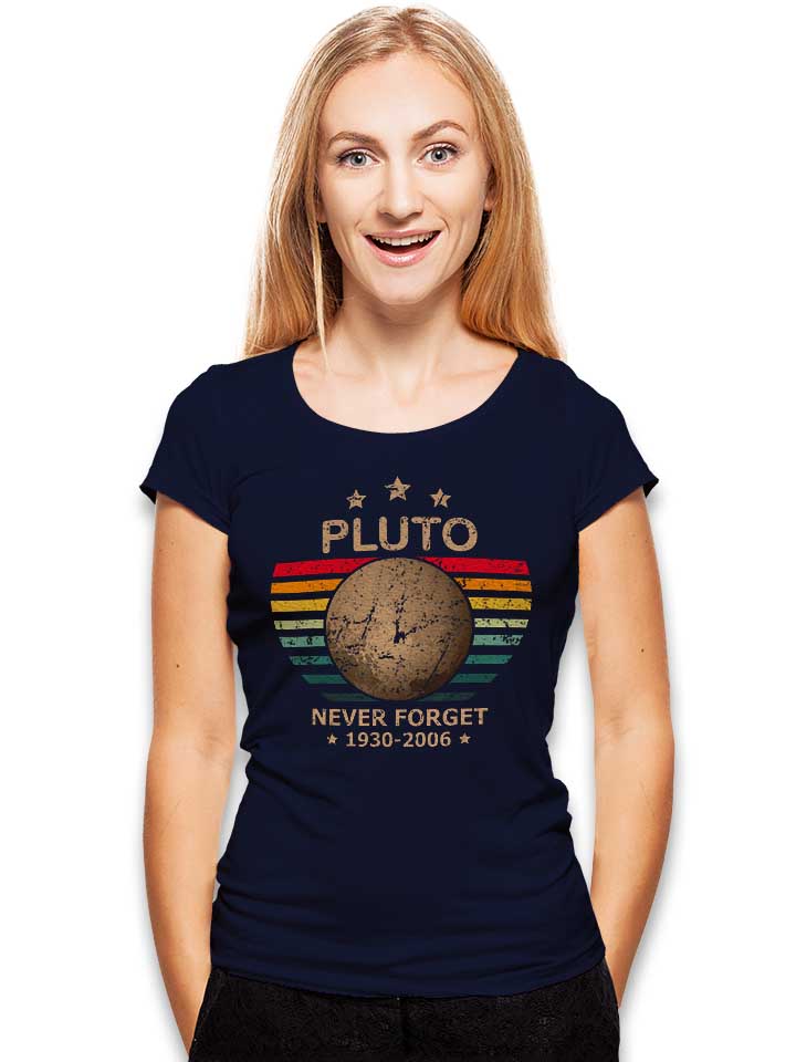 pluto-never-forget-damen-t-shirt dunkelblau 2