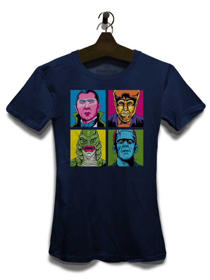 pop-art-monster-damen-t-shirt dunkelblau 3