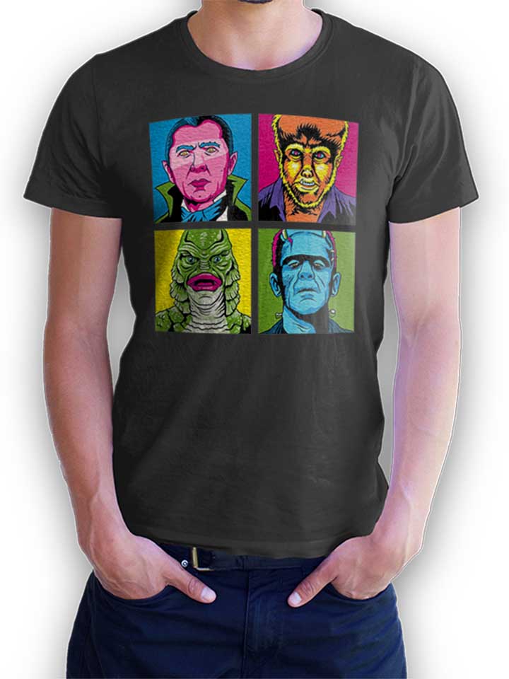 Pop Art Monster T-Shirt dunkelgrau L