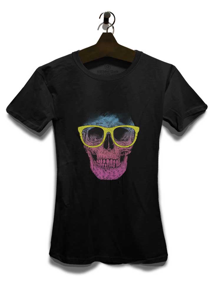 pop-art-skull-with-glasses-damen-t-shirt schwarz 3