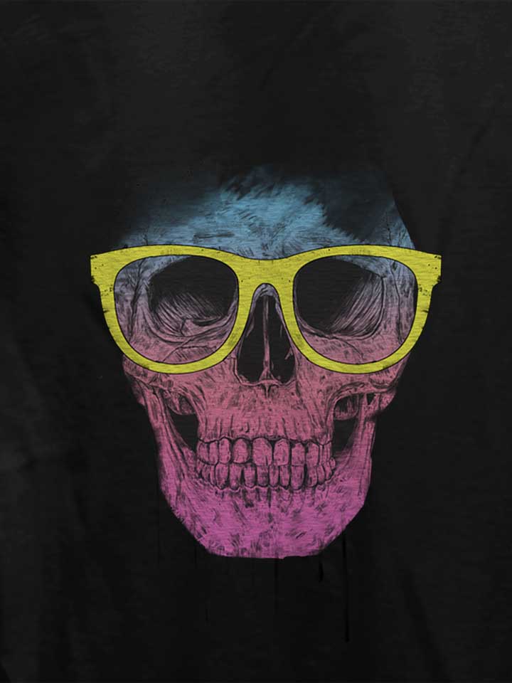 pop-art-skull-with-glasses-damen-t-shirt schwarz 4