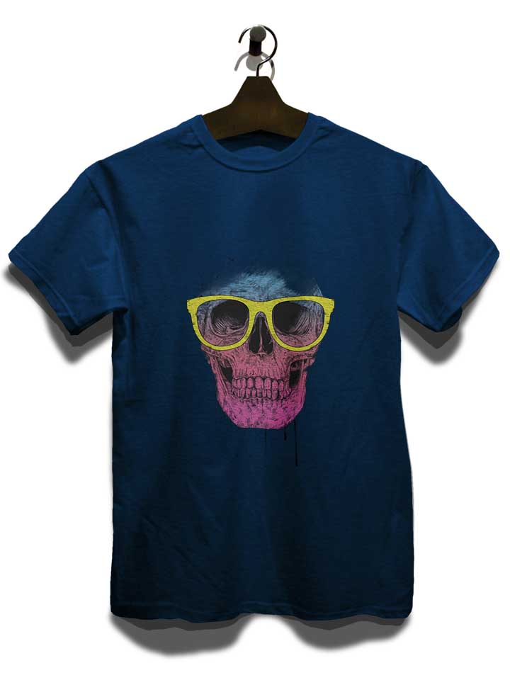pop-art-skull-with-glasses-t-shirt dunkelblau 3