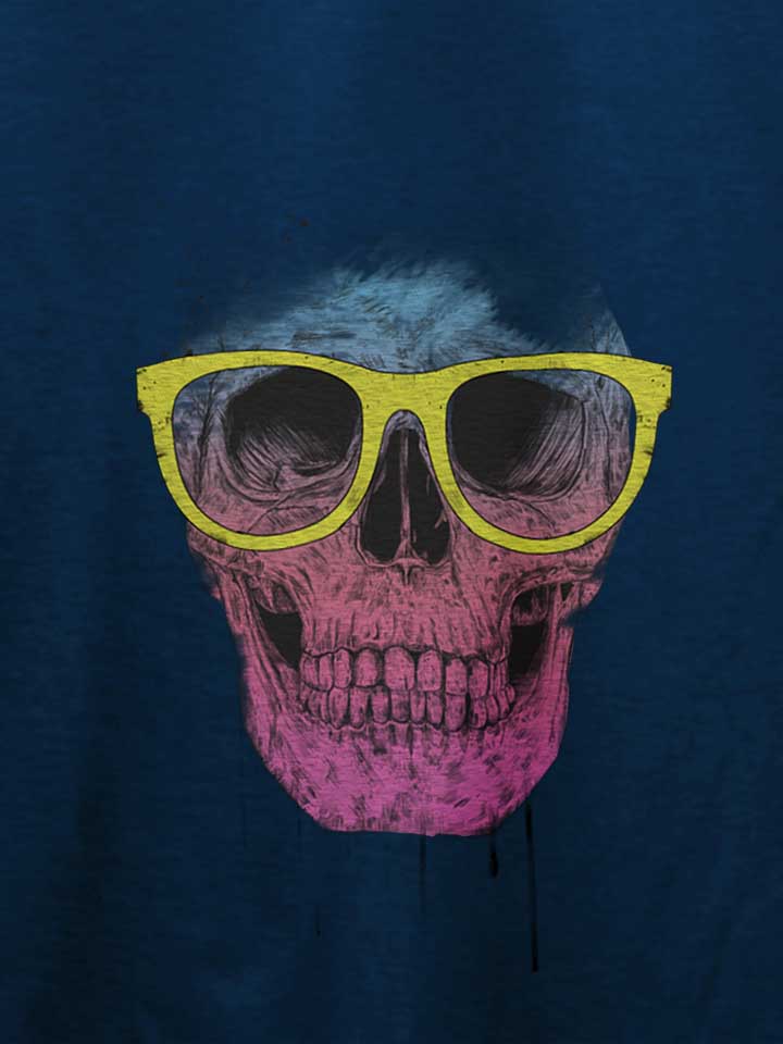 pop-art-skull-with-glasses-t-shirt dunkelblau 4