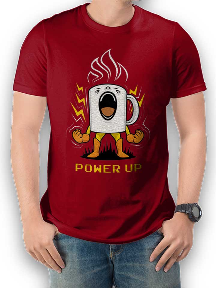 Power Up Coffee T-Shirt bordeaux L
