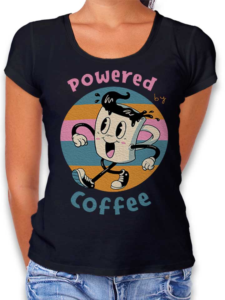 Powered By Coffee Damen T-Shirt schwarz L
