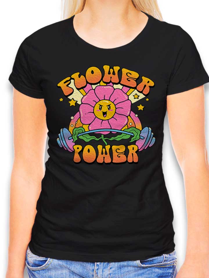powerful-flower-damen-t-shirt schwarz 1