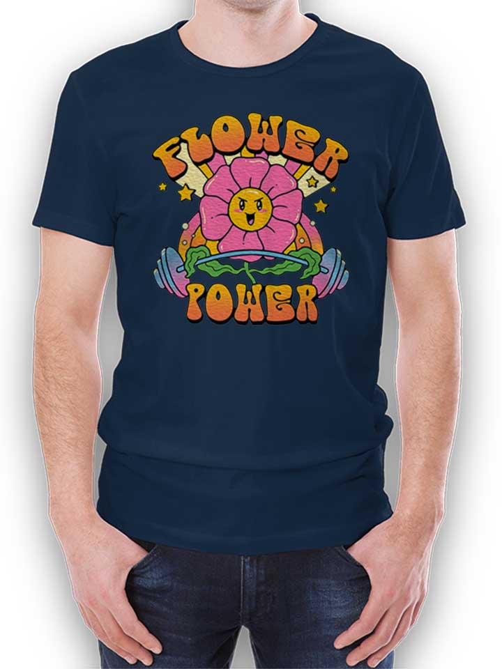 Powerful Flower T-Shirt navy L