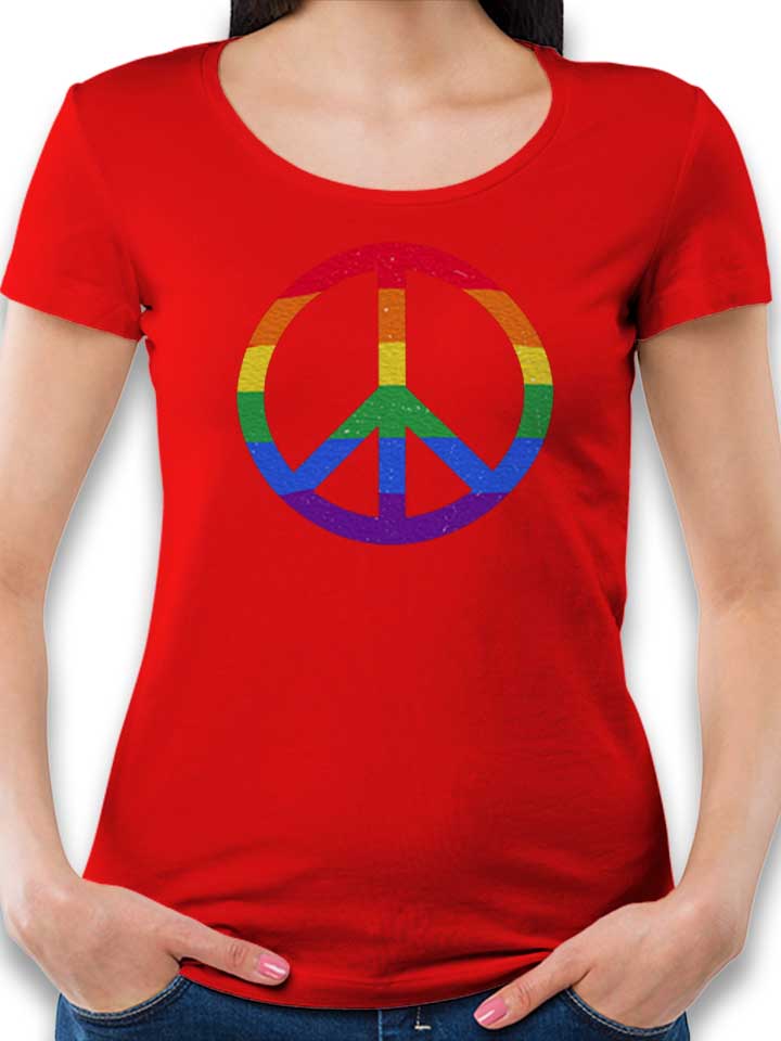 Pride And Peace Symbol Damen T-Shirt rot L