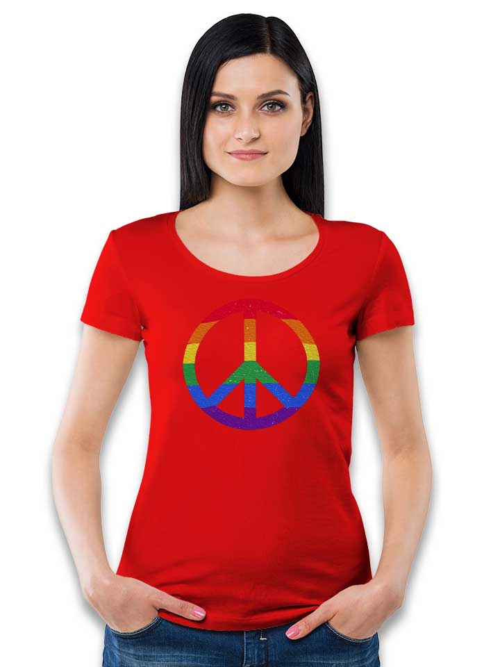 pride-and-peace-symbol-damen-t-shirt rot 2