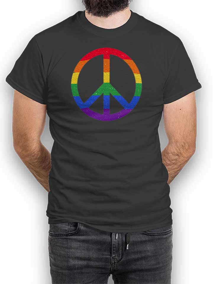 Pride And Peace Symbol T-Shirt dunkelgrau L