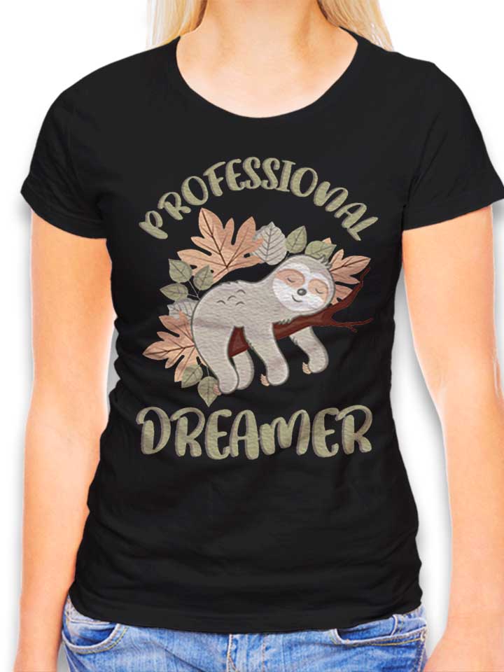 professional-dreamer-sloth-damen-t-shirt schwarz 1