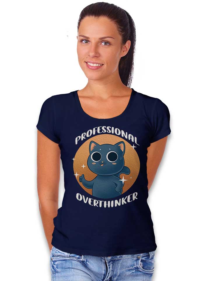 professional-overthinker-cat-damen-t-shirt dunkelblau 2