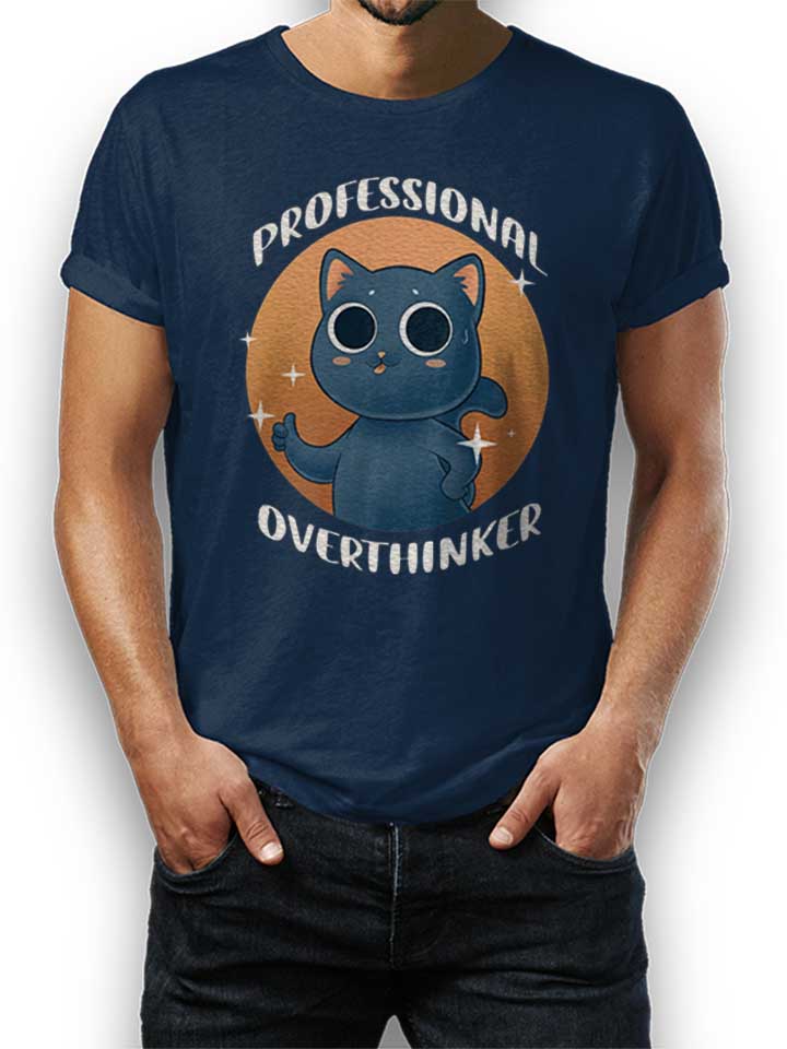 Professional Overthinker Cat T-Shirt dunkelblau L