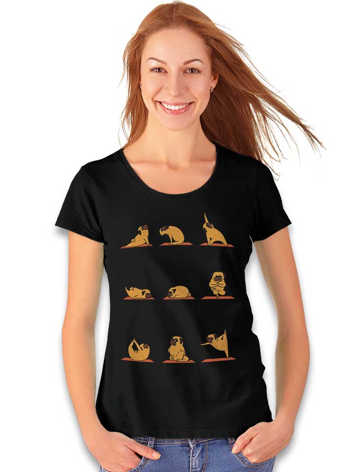 pug-yoga-damen-t-shirt schwarz 2