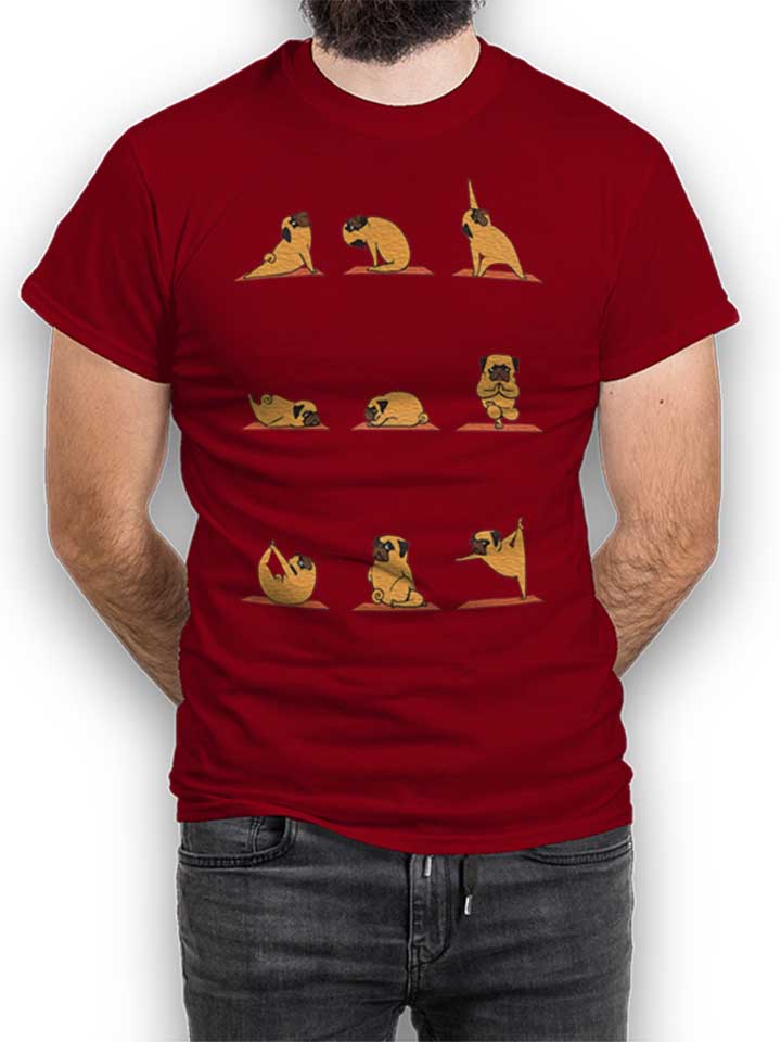 Pug Yoga T-Shirt bordeaux L