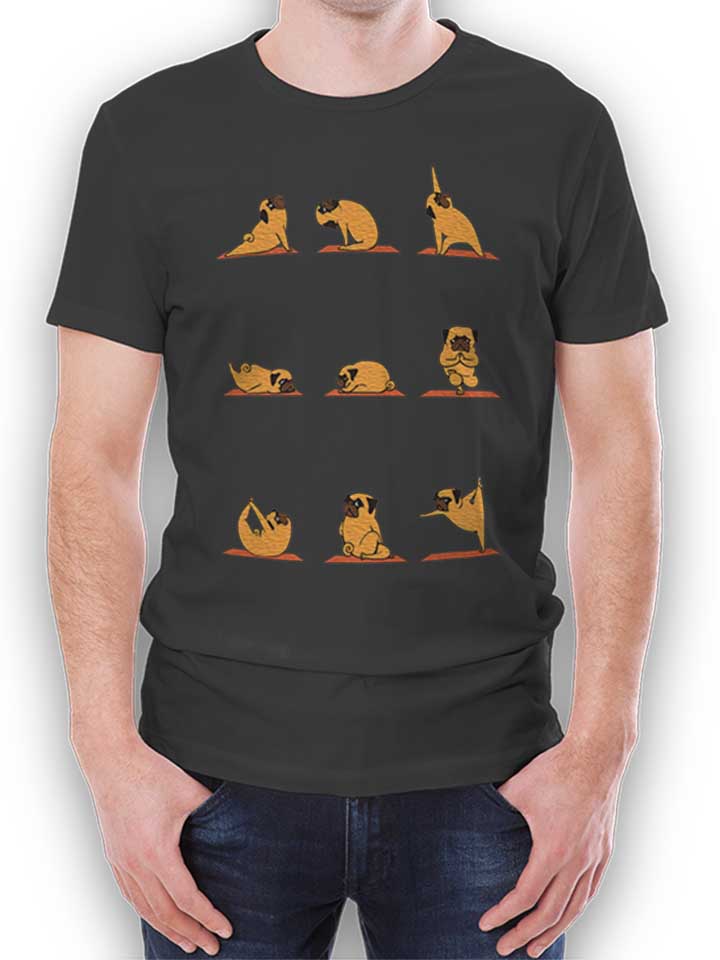 Pug Yoga T-Shirt dunkelgrau L