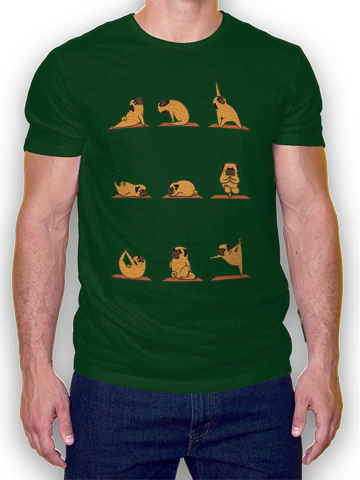 Pug Yoga T-Shirt dunkelgruen L