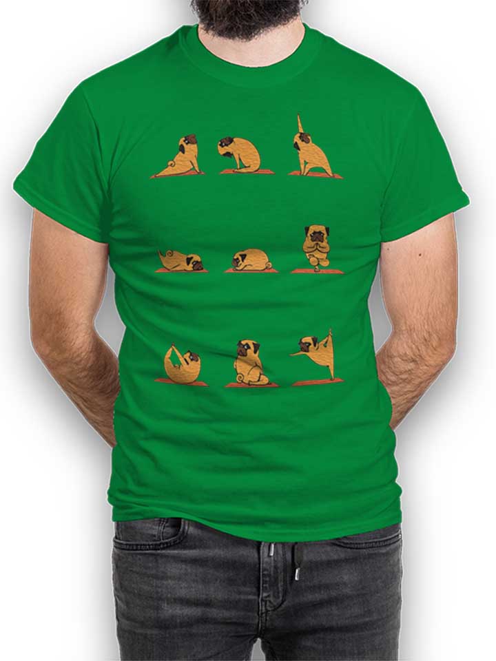 Pug Yoga T-Shirt gruen L