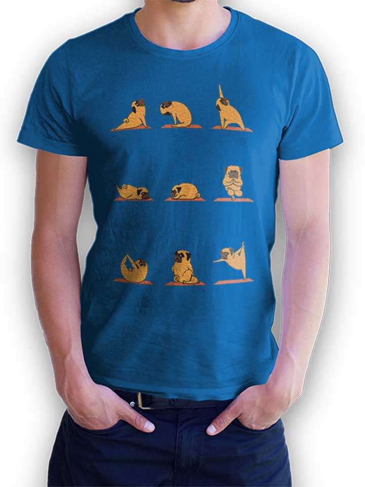 Pug Yoga T-Shirt bleu-roi L