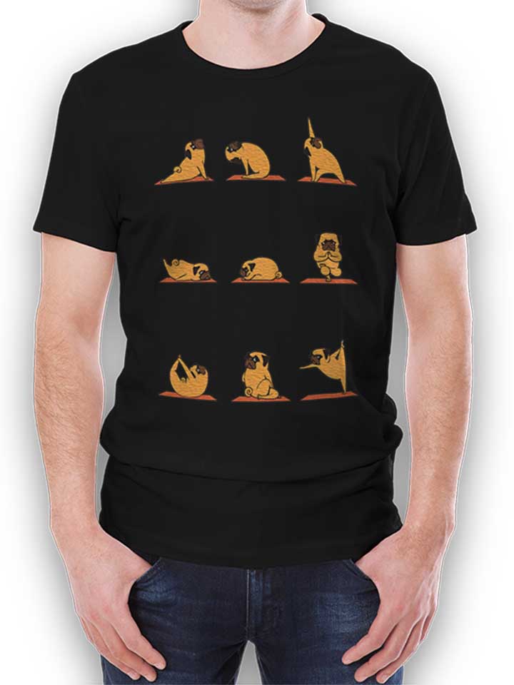 Pug Yoga Kinder T-Shirt schwarz 110 / 116