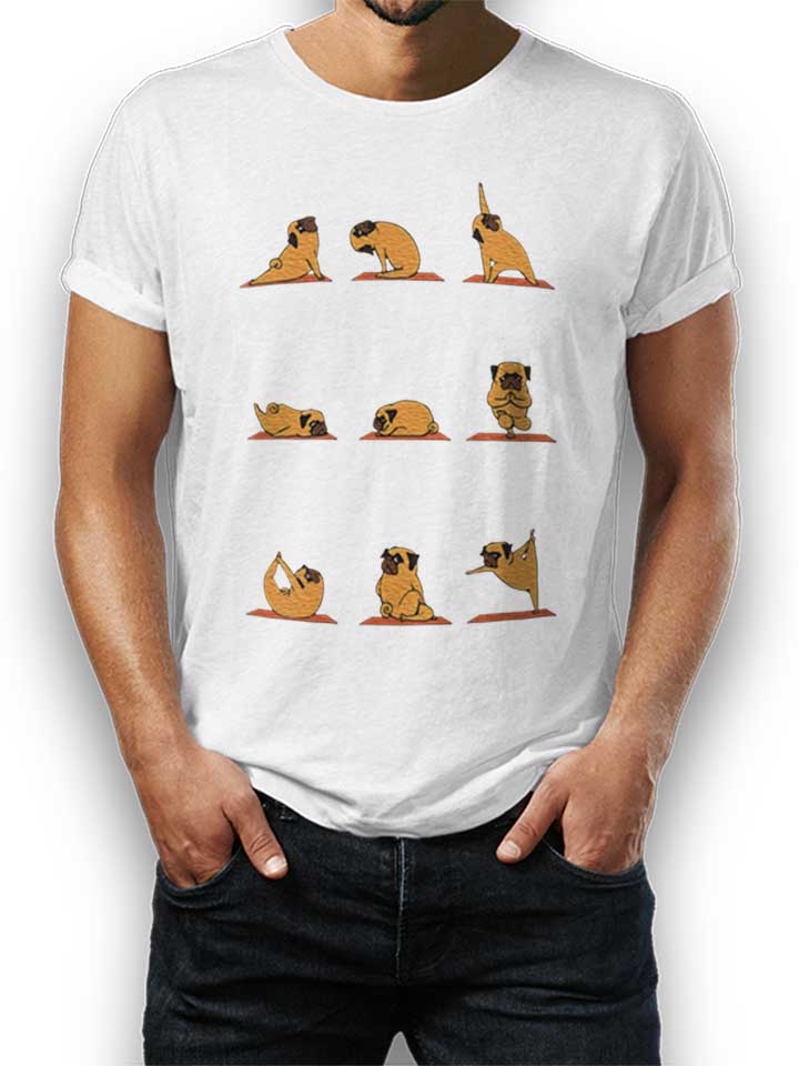 Pug Yoga T-Shirt weiss L