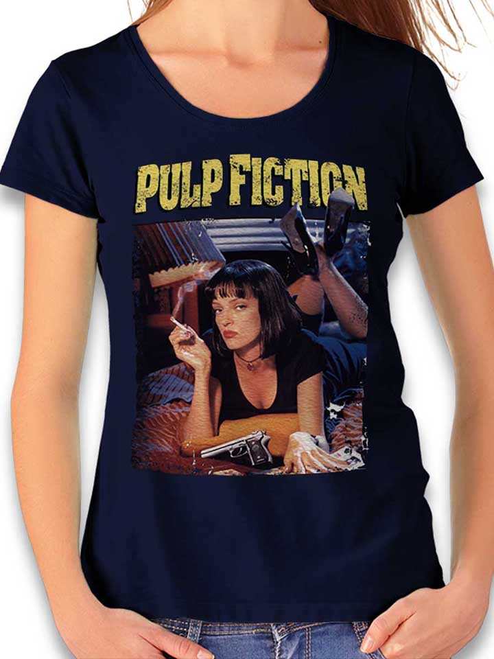 Pulp Fiction Vintage Damen T-Shirt dunkelblau L
