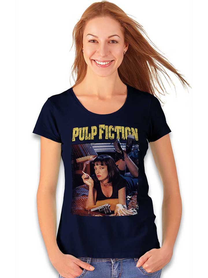 pulp-fiction-vintage-damen-t-shirt dunkelblau 2